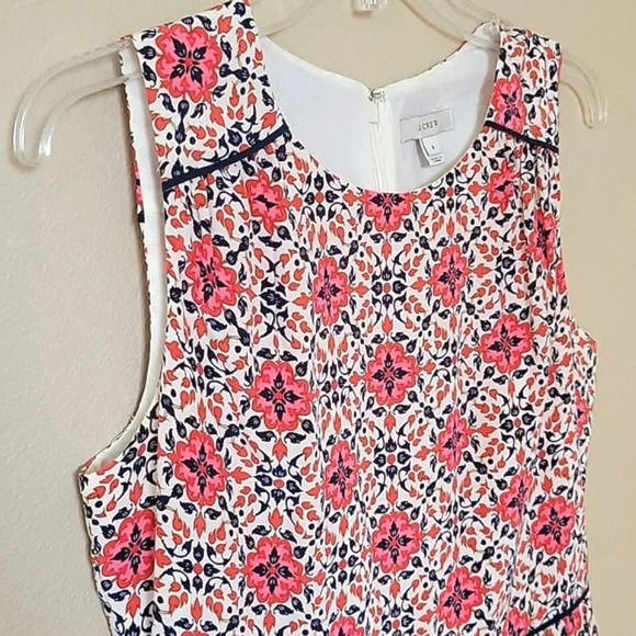 J. Crew Pink California Poppy Silk Medallion Dress Spring Retro 70s - Size 6 - Picture 4 of 12
